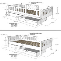 Lars Kinderbett 90x200 cm weiss, zwei Schubladen inkl. Lattenrost, Rausfallschutz abnehmbar