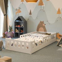 Monte Bodenbett 90x200 cm als Kinderbett mit abnehmbaren Rausfallschutz