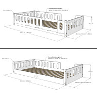 Monte Bodenbett 90x200 cm weiss inkl. Lattenrost, Rausfallschutz abnehmbar