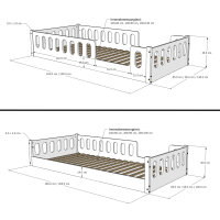 Monte Bodenbett 140x200 cm weiss inkl. Lattenrost, Rausfallschutz abnehmbar