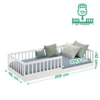 Montessori Kinder Bodenbett 90x200 mit Gittern, moderne Schlaflösung